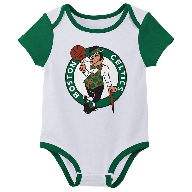 slide 3 of 4, NBA Boston Celtics Infant Boys' 3pk Bodysuit Set - 0-3M, 3 ct