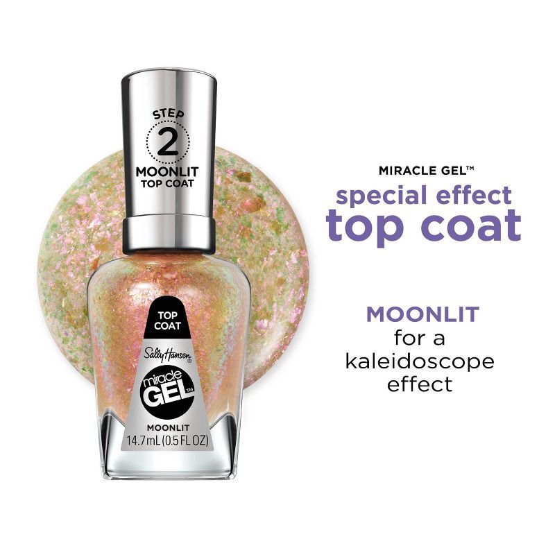 slide 5 of 5, Sally Hansen Miracle Gel Nail Polish - Special Effects Top Coat - 107 Moonlit Top Coat - 0.5 fl oz, 0.5 fl oz