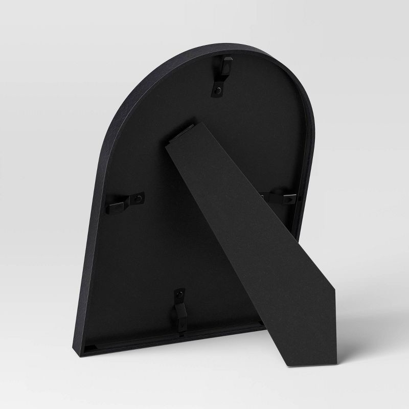 slide 5 of 5, 9"x12" Matted to 5"x7" Aluminum Arch Table Frame Black - Threshold™: Modern Half Moon Picture Display, Easel Back, 1 ct