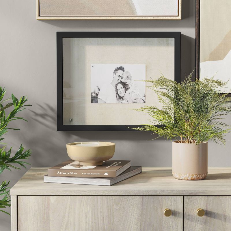 slide 2 of 4, 11"x14" Shadow Box Frame Black - Threshold™: Modern Wall-Mounted MDF Display Case, Sawtooth Back, 1 ct