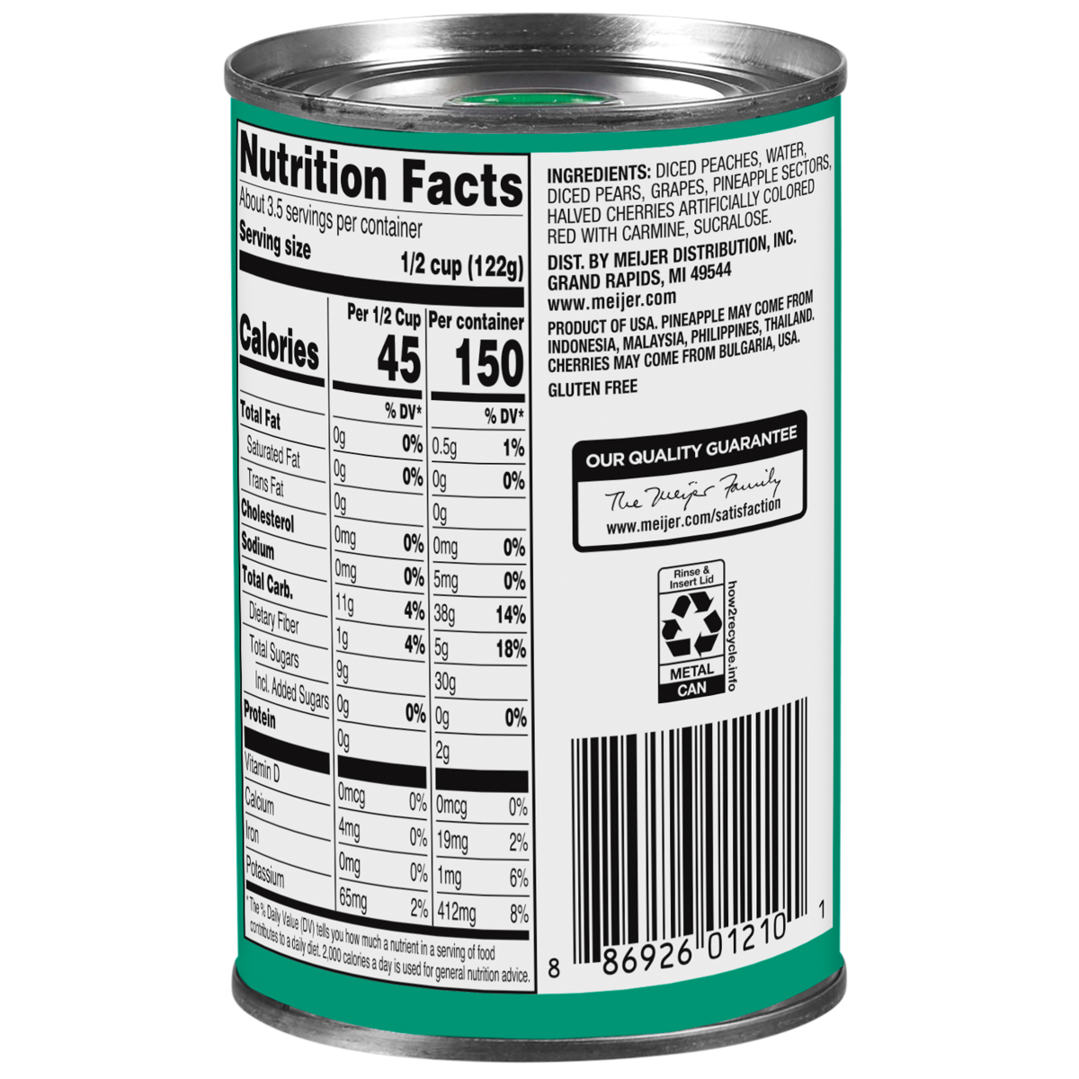 slide 2 of 2, Meijer No Sugar Added Fruit Cocktail, 14.5 oz