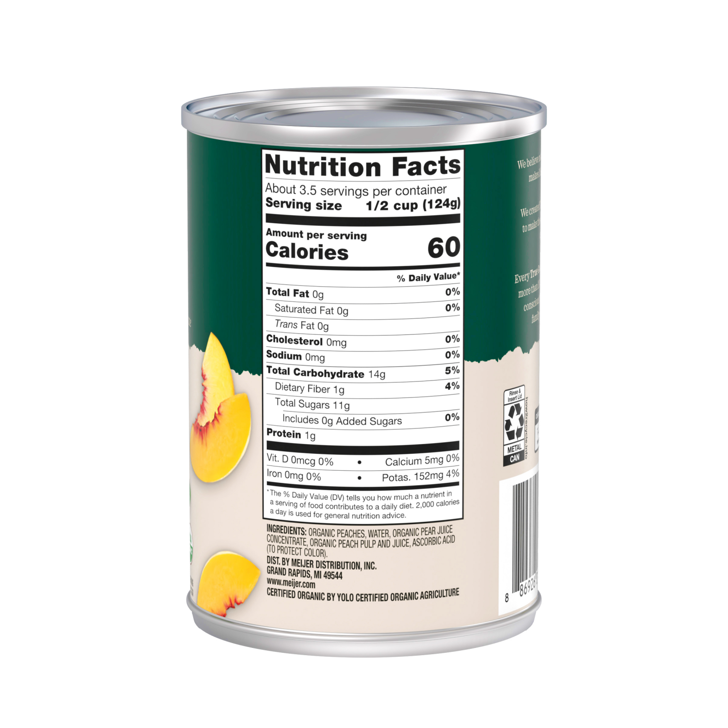 slide 3 of 3, True Goodness Organic Sliced Yellow Cling Peach Slices, 15 oz