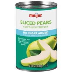 Meijer No Sugar Added Sliced Pears