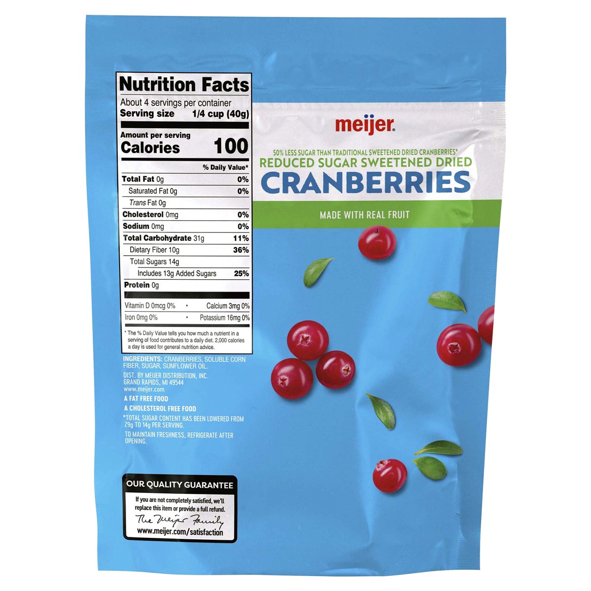 slide 2 of 2, Meijer Reduced Sugar Dried Cranberries, 6 oz