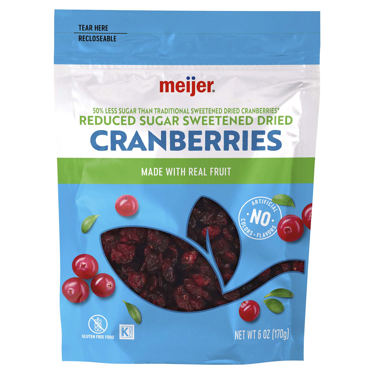 slide 1 of 2, Meijer Reduced Sugar Dried Cranberries, 6 oz