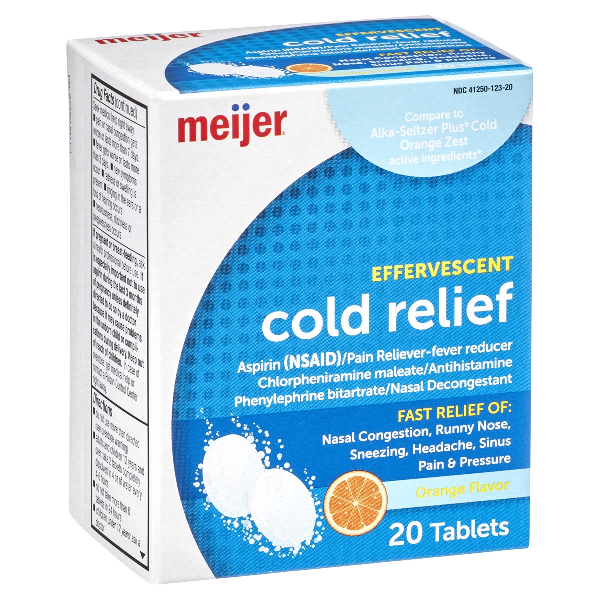 slide 5 of 5, Meijer Effervescent Cold Relief Tablets - Orange Flavor, 20 ct