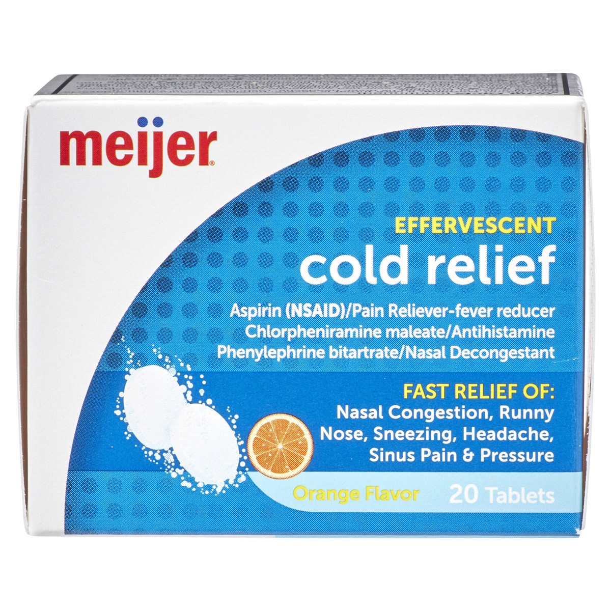 slide 2 of 5, Meijer Effervescent Cold Relief Tablets - Orange Flavor, 20 ct
