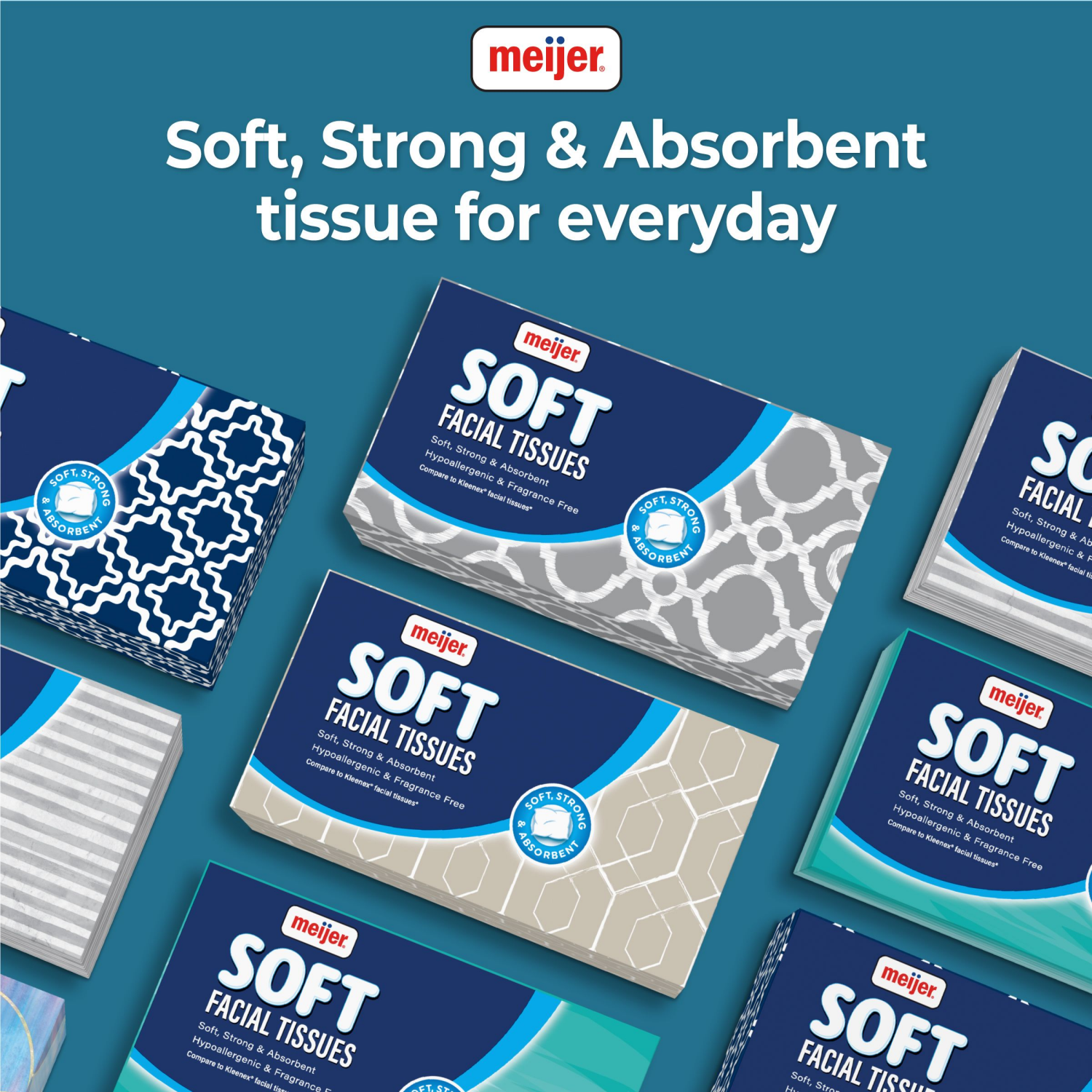 slide 3 of 7, Meijer Soft Facial Tissue White, 160 ct