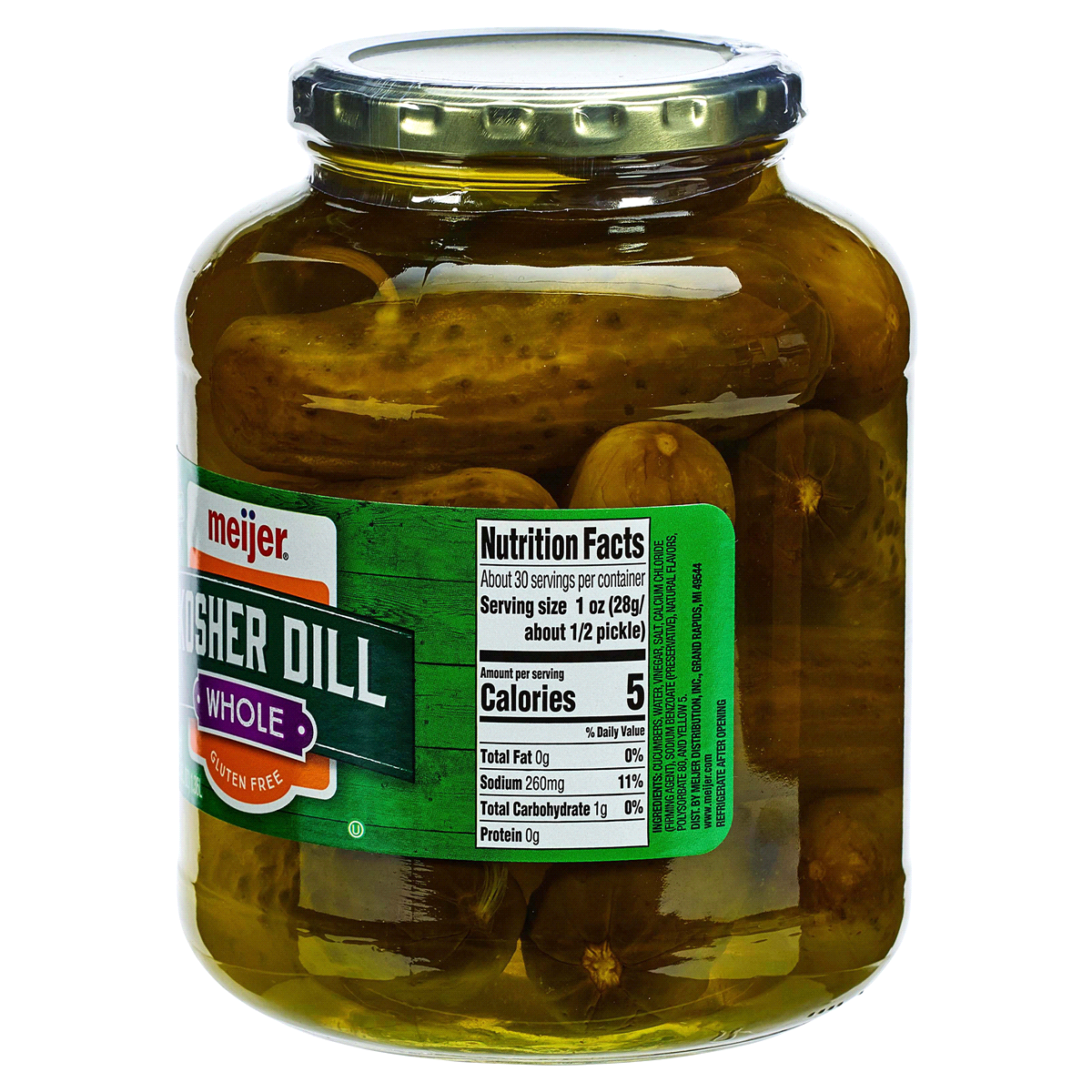 slide 2 of 2, Meijer Whole Kosher Dill Pickles, 46 oz