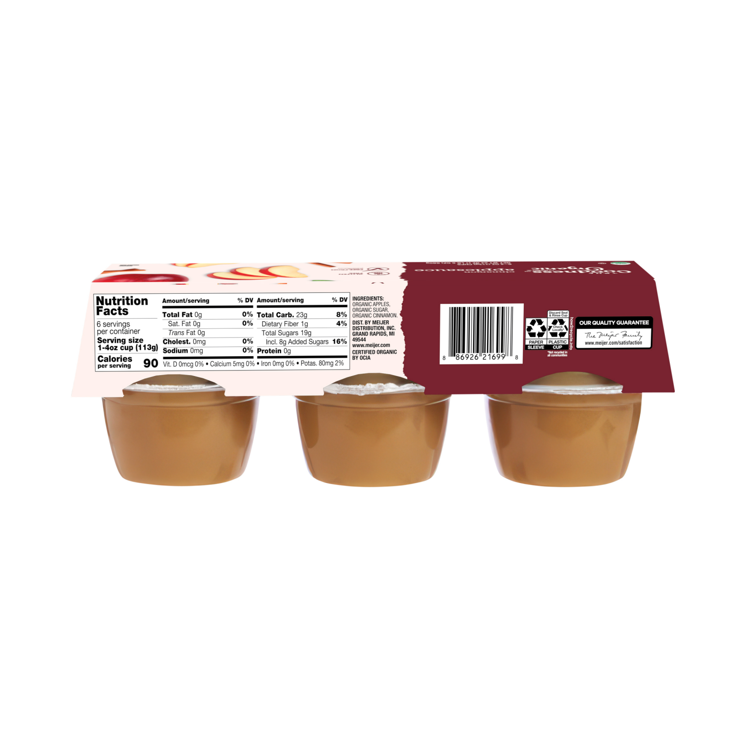 slide 2 of 2, True Goodness Organic Cinnamon Applesauce, 6 ct