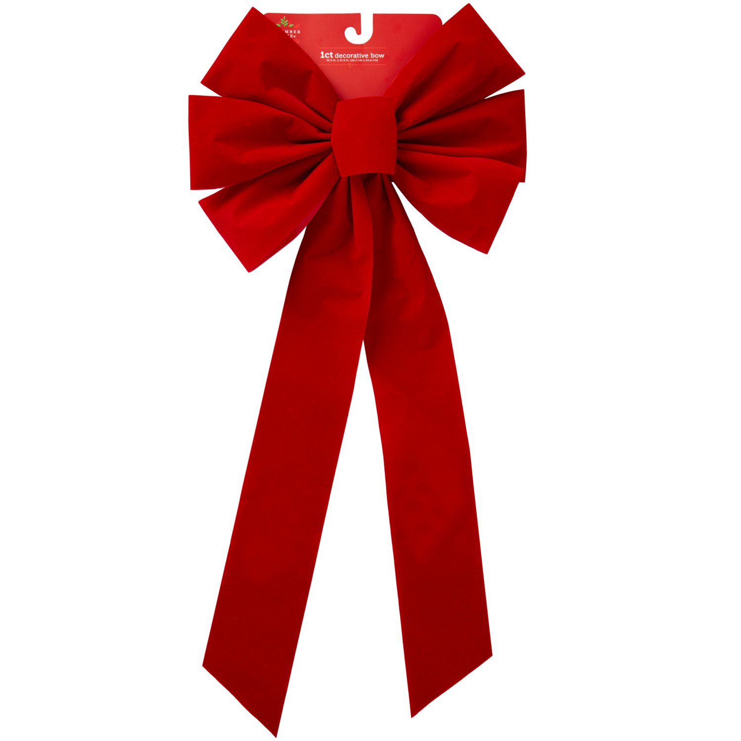 slide 1 of 2, December Home Bow Flocked Red 10x22, 10.5 x 21.5 