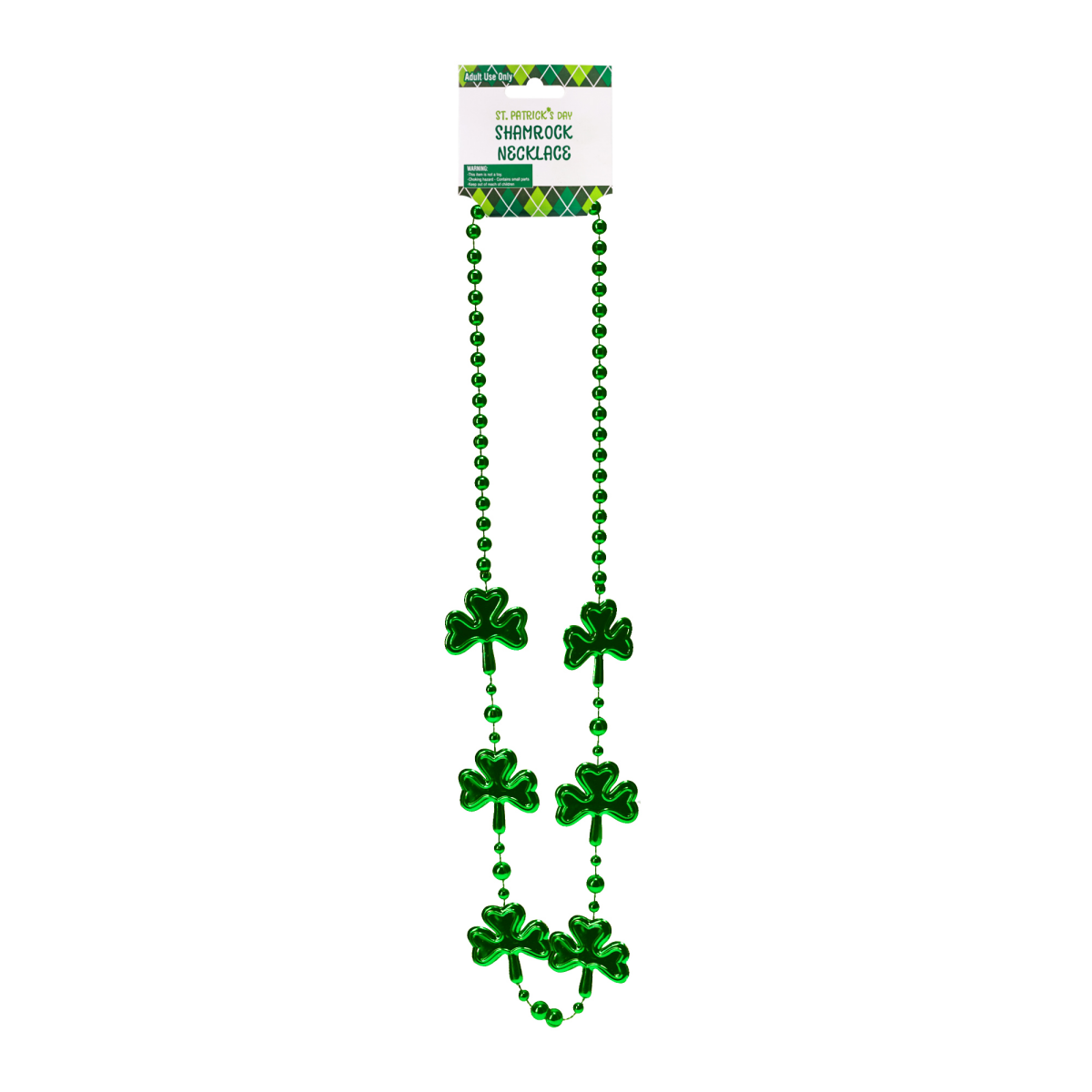 slide 1 of 5, St Patrick's Day Green Beaded Shamrock Necklace, 1 ct