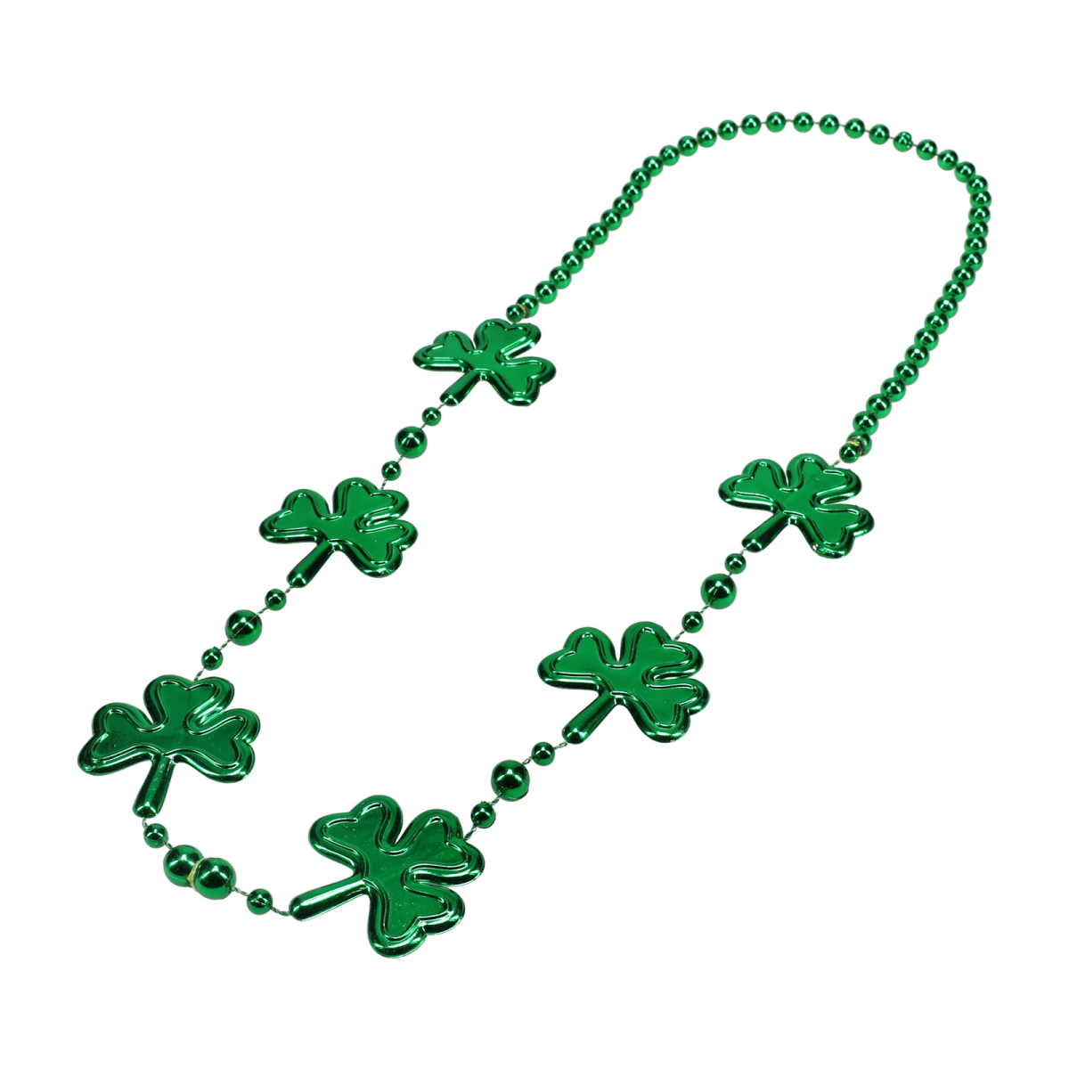 slide 2 of 5, St Patrick's Day Green Beaded Shamrock Necklace, 1 ct