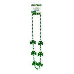 St Patrick's Day Green Beaded Shamrock Necklace