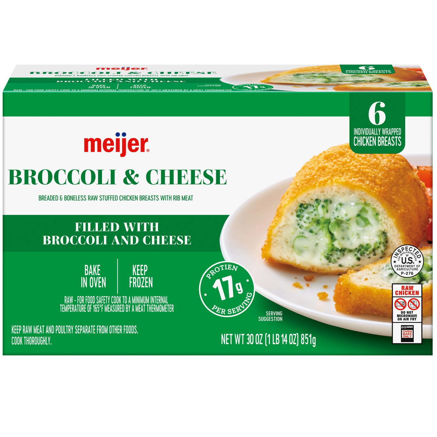 slide 1 of 8, Meijer Broccoli & Cheese Stuffed Chicken Breast, 6 ct