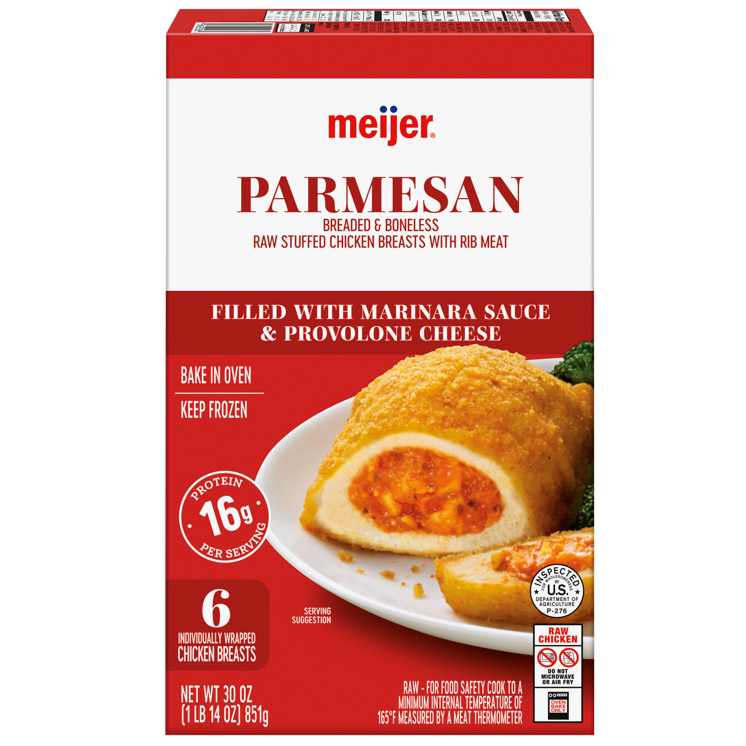 slide 2 of 8, Meijer Parmesan Stuffed Chicken Breasts, 6 Count, 6 ct