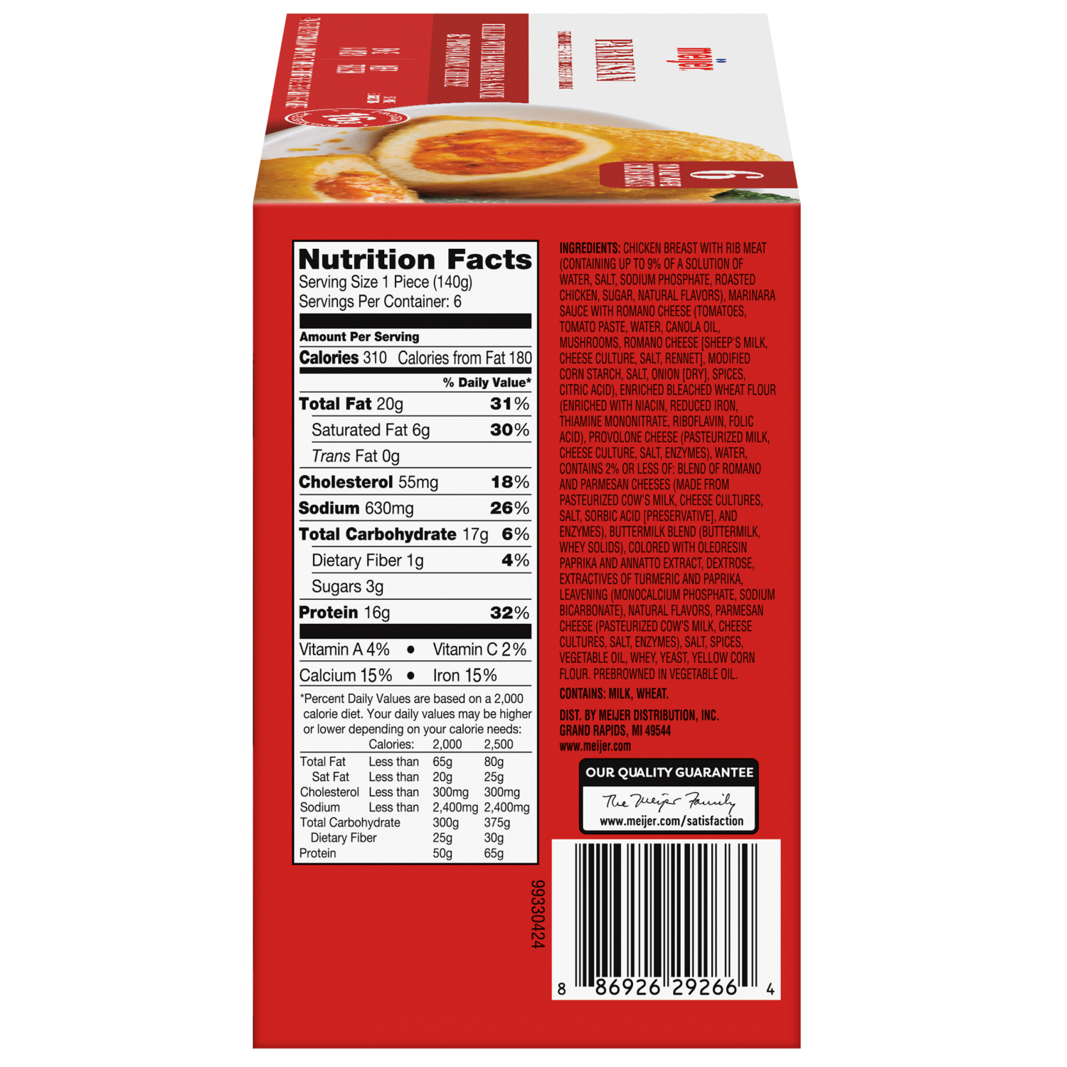 slide 5 of 8, Meijer Parmesan Stuffed Chicken Breasts, 6 Count, 6 ct