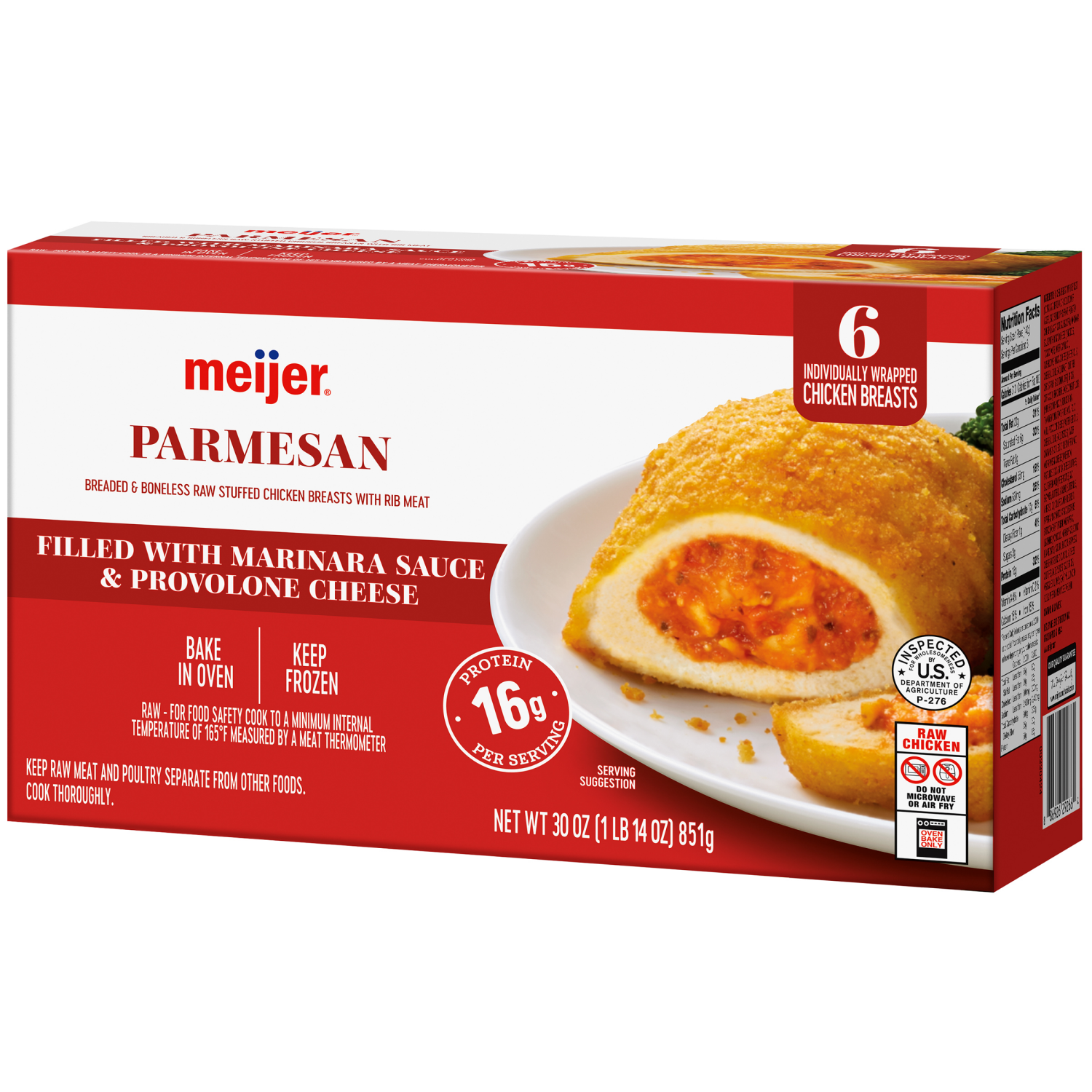 slide 7 of 8, Meijer Parmesan Stuffed Chicken Breasts, 6 Count, 6 ct