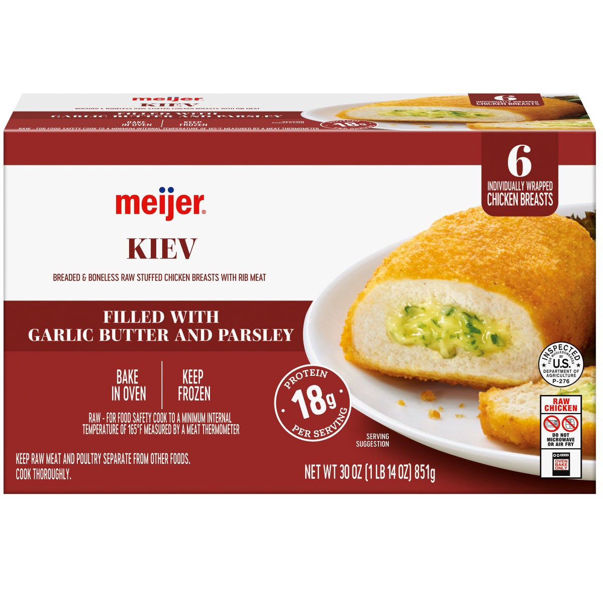 slide 1 of 29, Meijer Stuffed Kiev Chicken, 6 Count, 6 ct