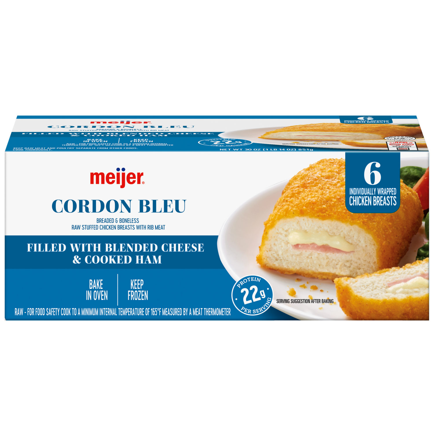 slide 3 of 8, Meijer Cheese and Ham Stuffed Cordon Bleu, 6 ct