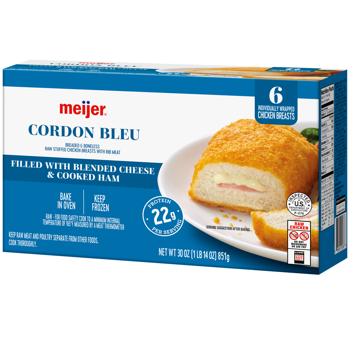 slide 9 of 29, Meijer Cheese and Ham Stuffed Cordon Bleu, 6 Count, 6 ct