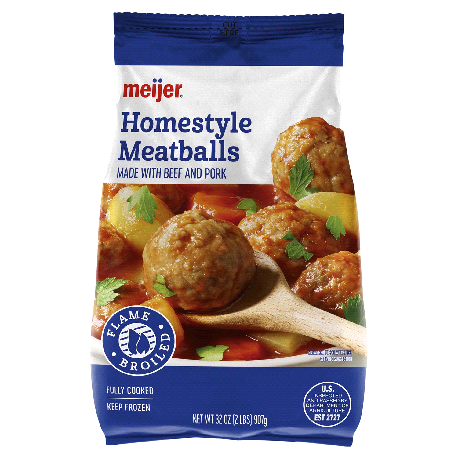 slide 1 of 3, Meijer Flame Broiled Homestyle Meatballs, 32 oz