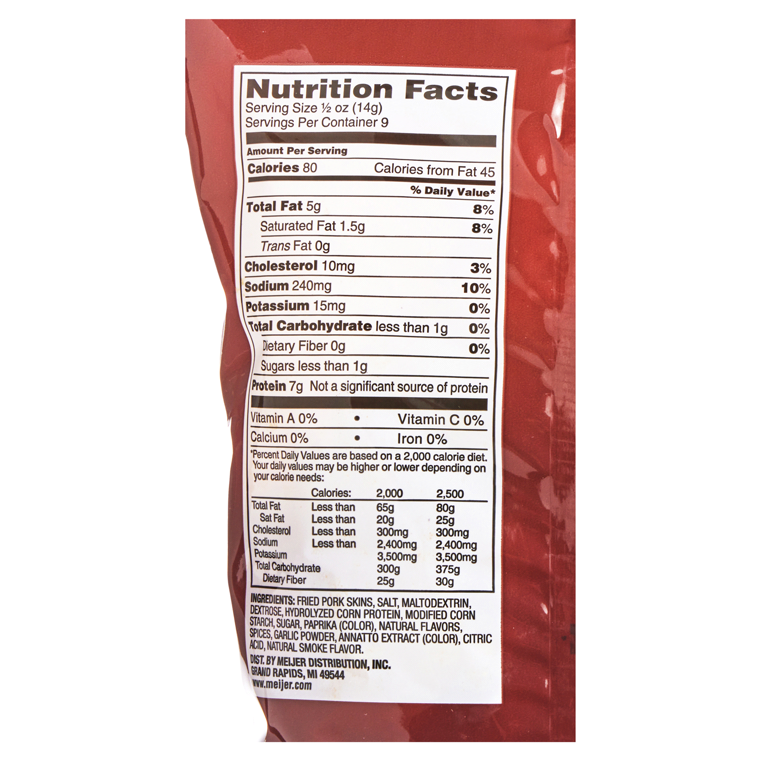 slide 2 of 2, Meijer Hot and Spicy Pork Rinds, 4.5 oz