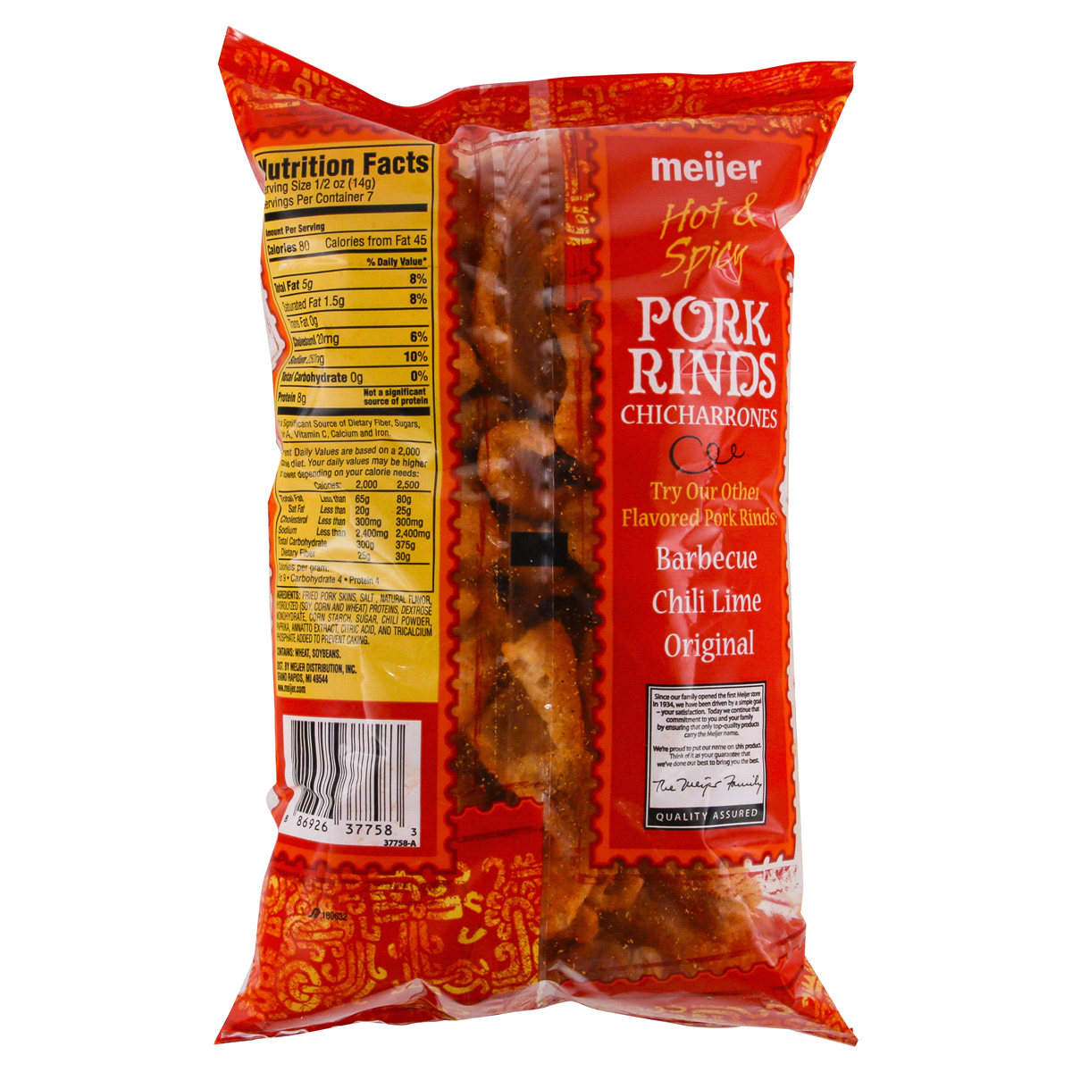 slide 2 of 2, Meijer Hot & Spicy Chicharrones Pork Rinds, 3.5 oz