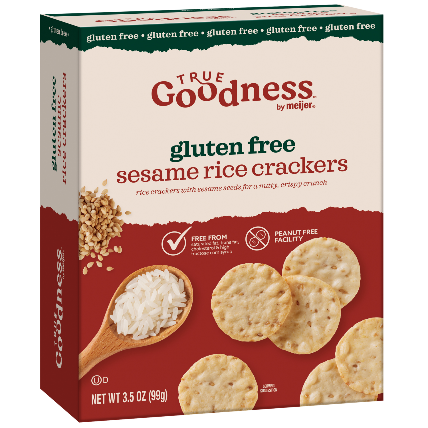 slide 4 of 5, Meijer Sesame Rice Crackers, 3.5 oz