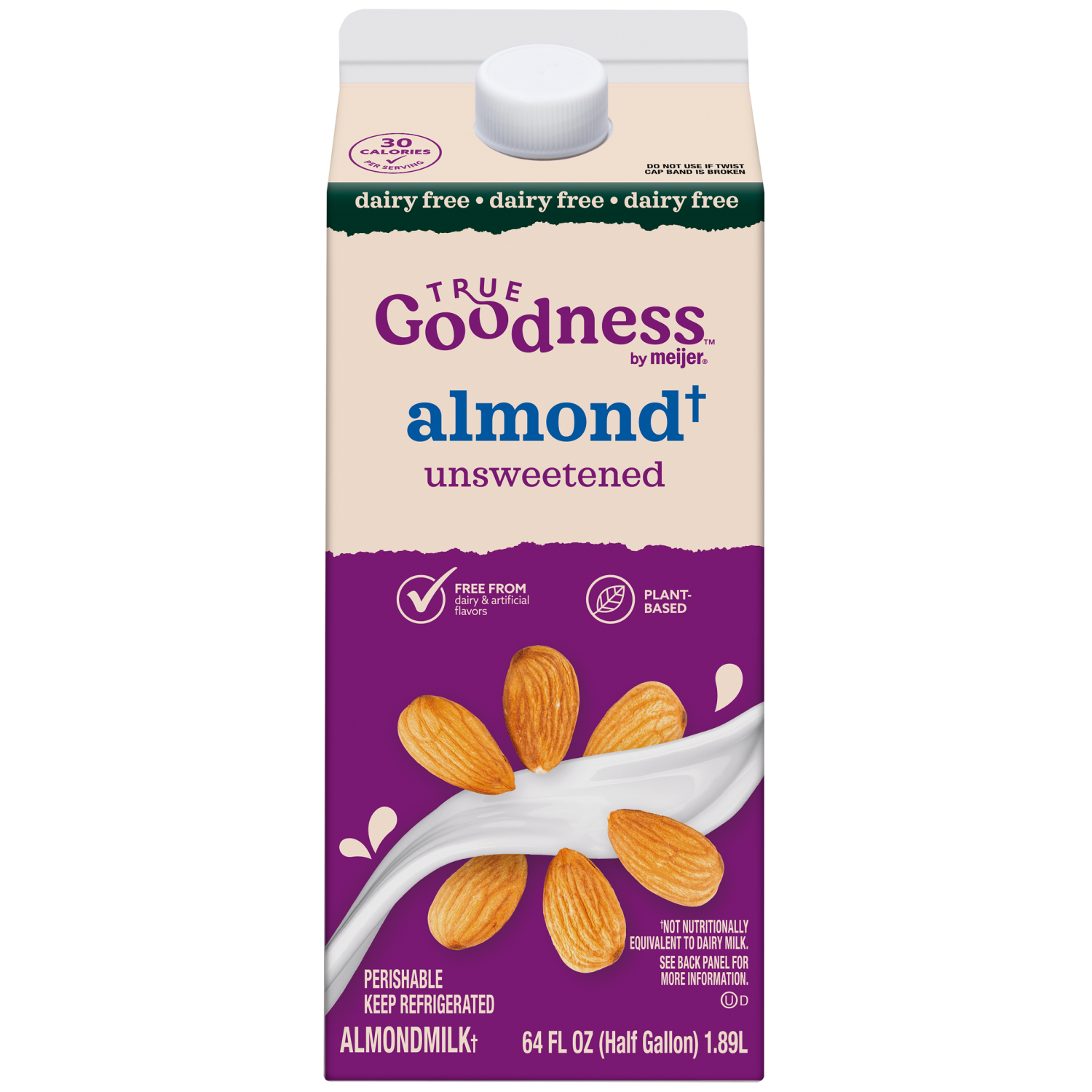 slide 1 of 3, True Goodness Original Unsweeted Dairy Free Almond Milk- 64 fl oz, 64 fl oz