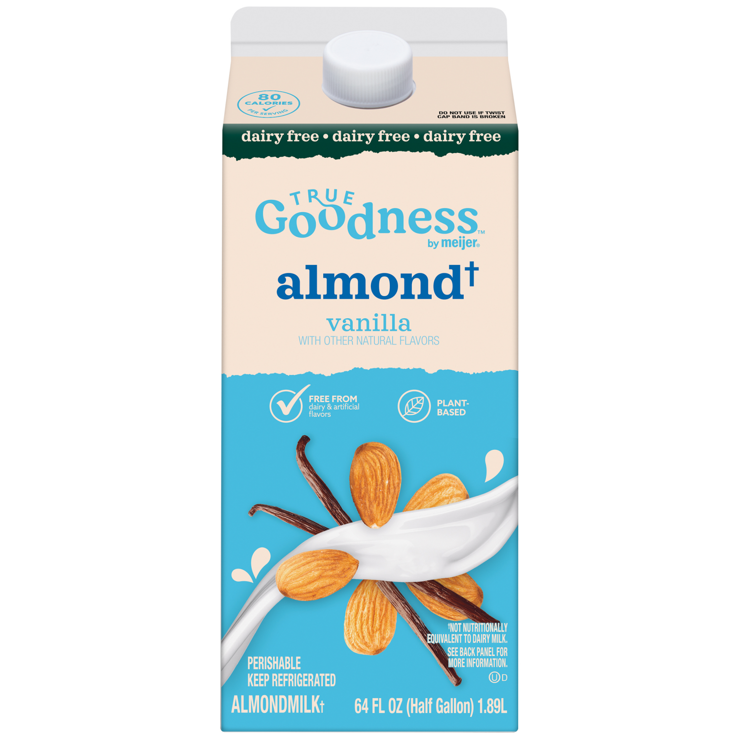 slide 1 of 3, True Goodness Vanilla Dairy Free Almond Milk 64 OZ, 64 oz