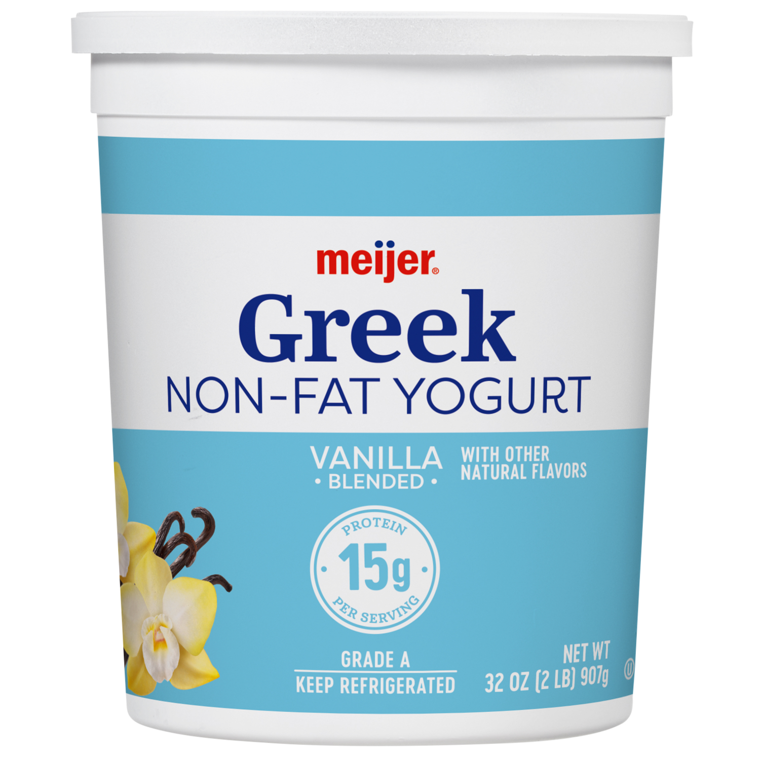 slide 1 of 3, Meijer Greek Nonfat Yogurt, Vanilla, 32 oz