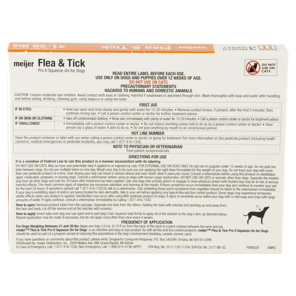 slide 2 of 4, Meijer Pro II Squeeze-On Flea & Tick for Dogs, 21-39 lbs, 3 ct