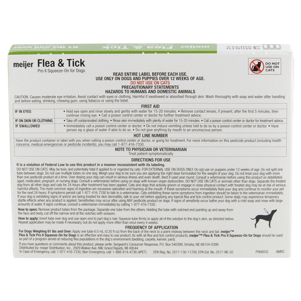 Meijer Pro II SqueezeOn Flea & Tick for Dogs, 61+ lb 3 ct Shipt