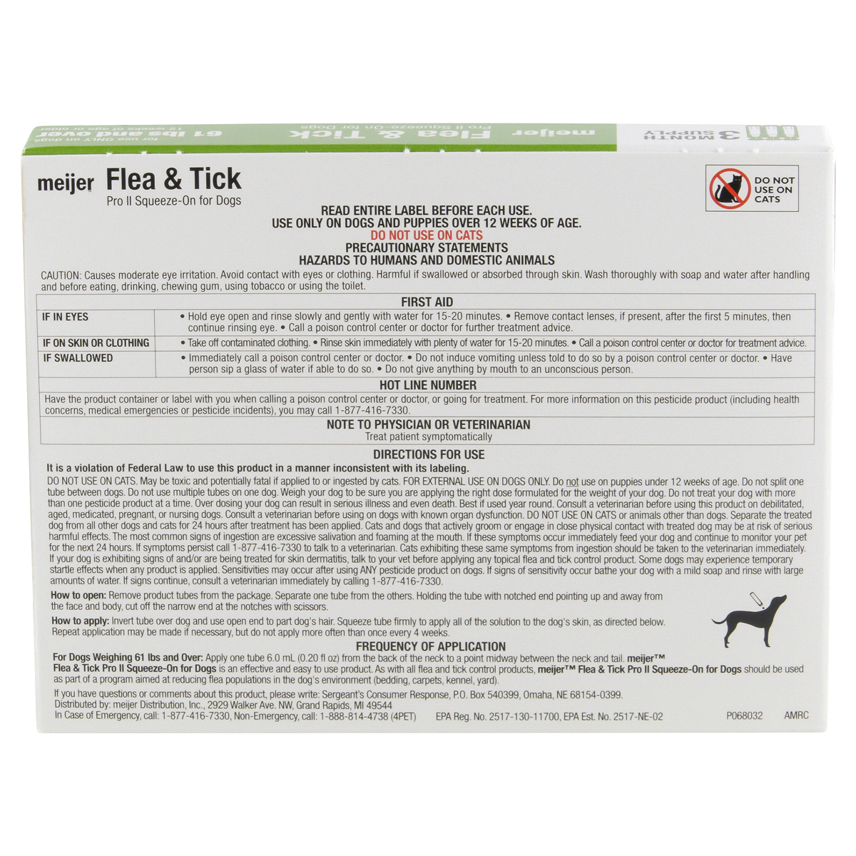 slide 4 of 6, Meijer Pro II Squeeze-On Flea & Tick for Dogs, 61 + lbs, 3 ct