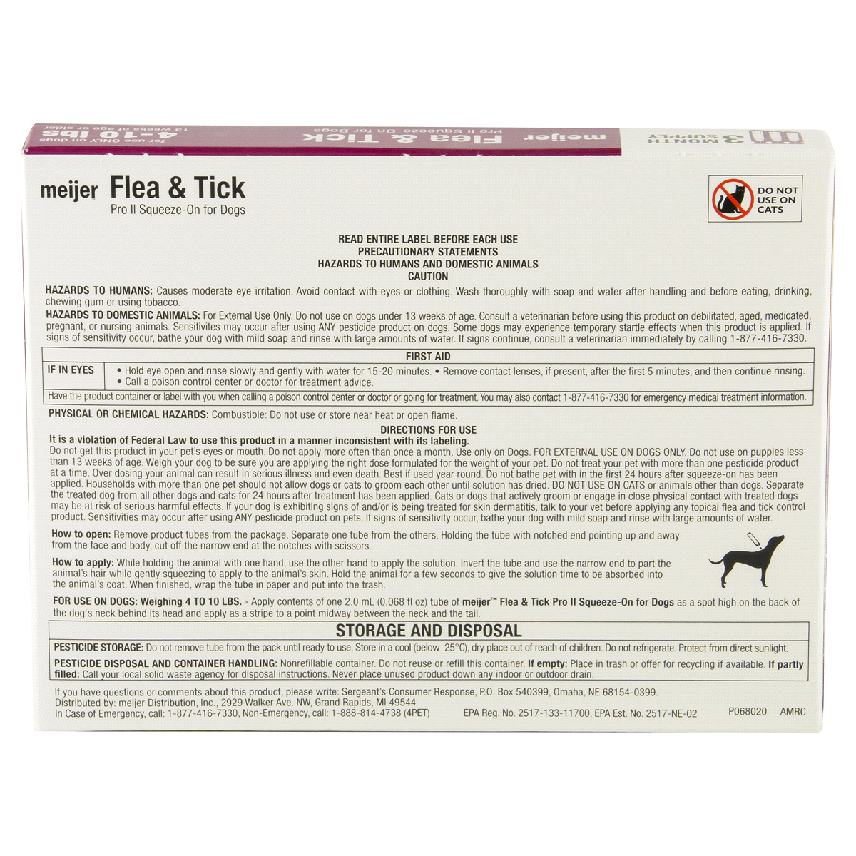 slide 2 of 4, Meijer Pro II Squeeze-On Flea & Tick for Dogs, 04-10 lbs, 3 ct