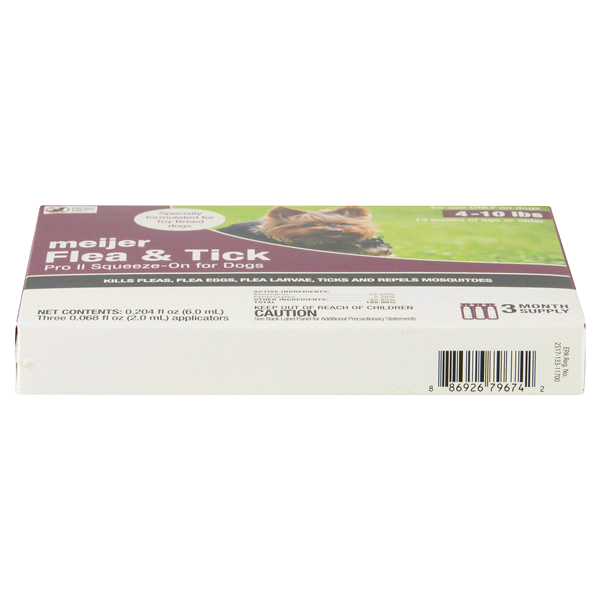 slide 12 of 13, Meijer Pro II Squeeze-On Flea & Tick for Dogs, 04 ct; 10 lb, 3 ct