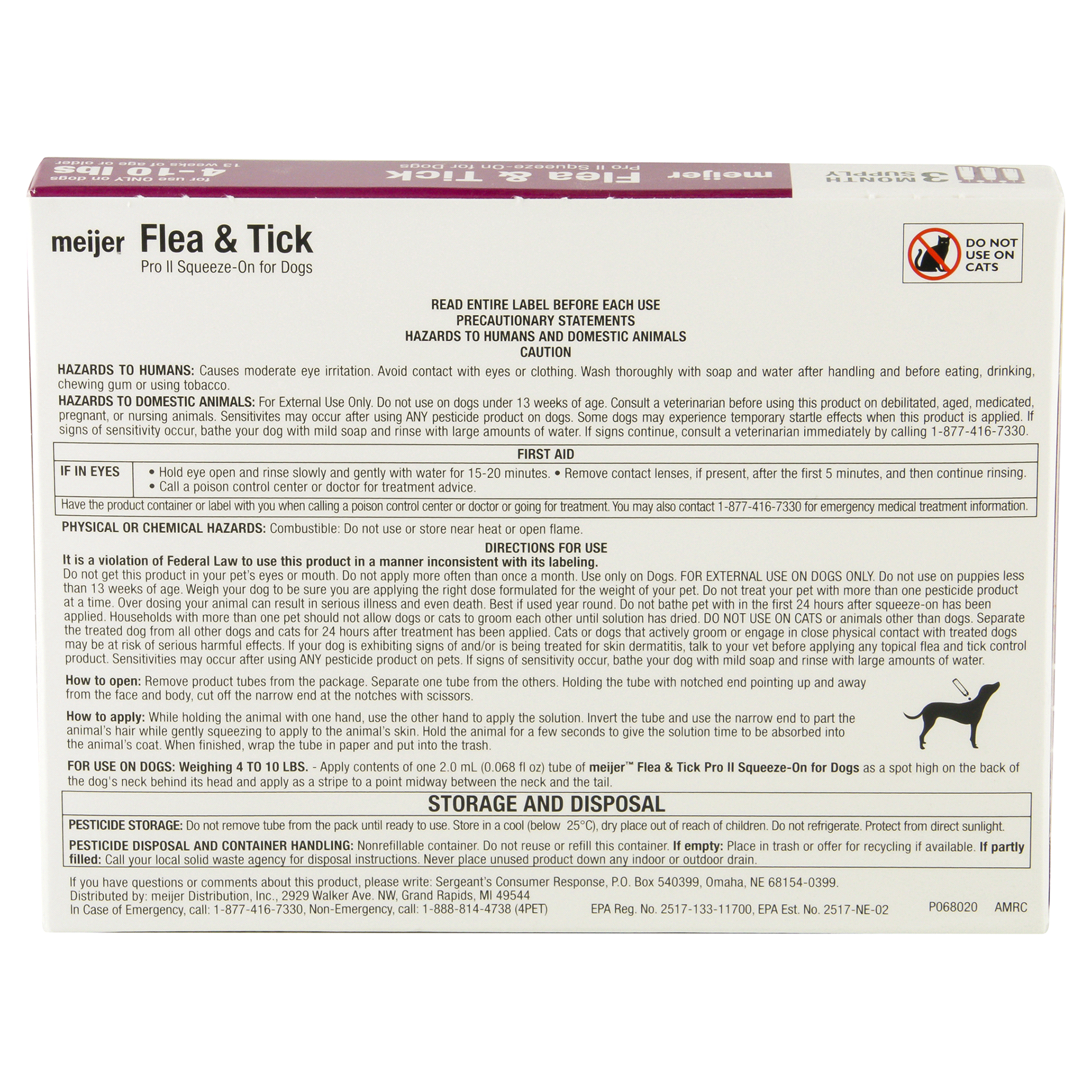 slide 5 of 13, Meijer Pro II Squeeze-On Flea & Tick for Dogs, 04 ct; 10 lb, 3 ct