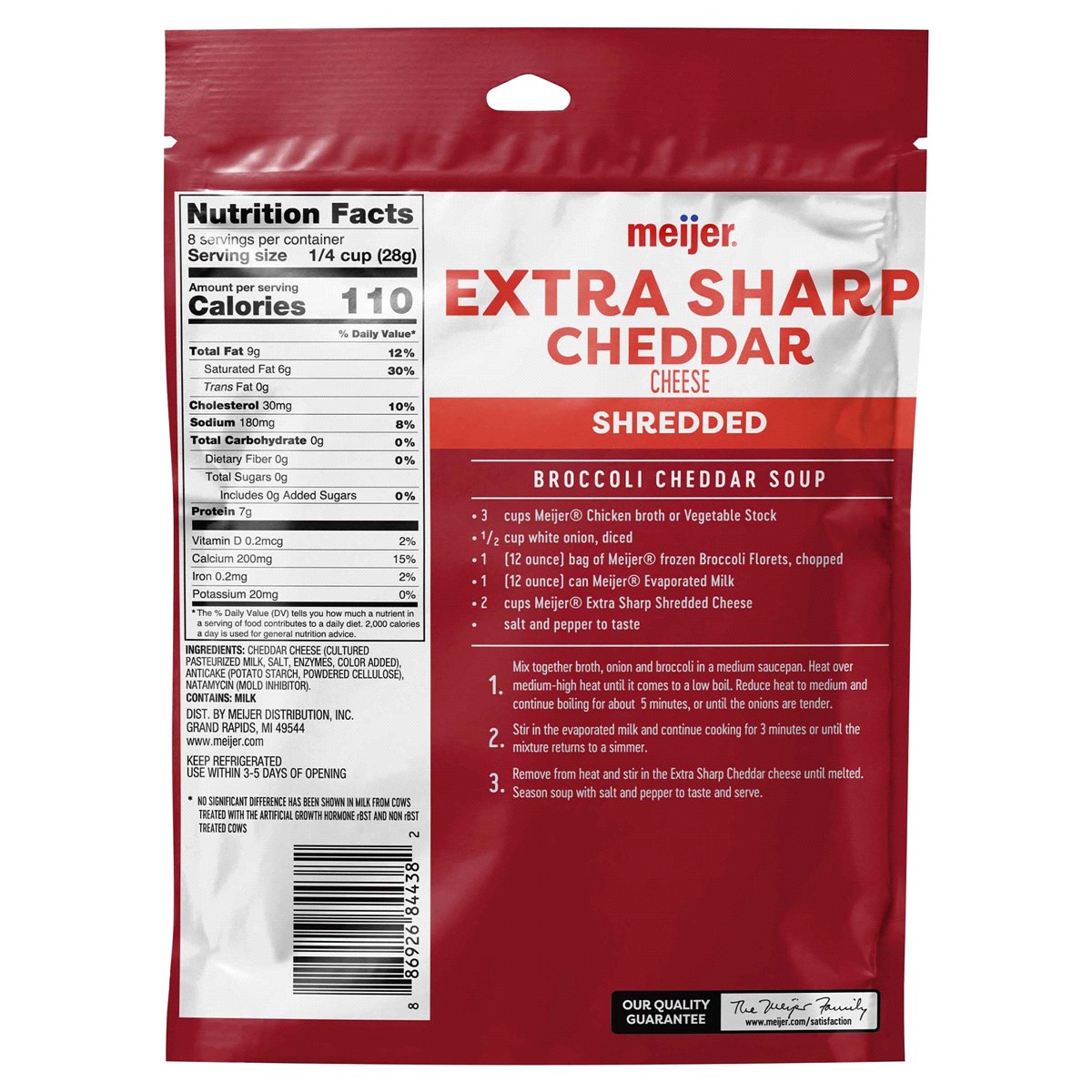 slide 2 of 2, Meijer Shredded Extra Sharp Cheddar Cheese, 8 oz