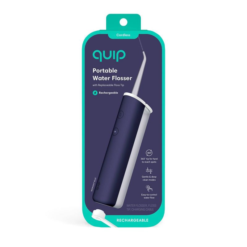 slide 2 of 4, quip Rechargeable Cordless Water Flosser - 2 Modes + 360 Tip - Midnight Blue, 1 ct