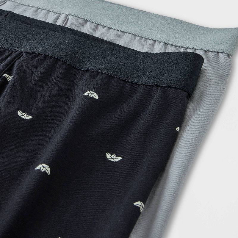 slide 2 of 4, Men's Paper Boat Print Boxer Briefs 2pk - Goodfellow & Co™ Black S, 2 ct
