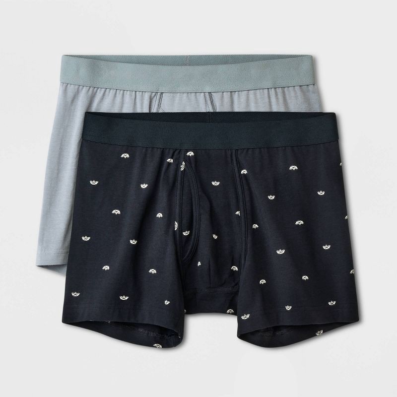 slide 1 of 4, Men's Paper Boat Print Boxer Briefs 2pk - Goodfellow & Co™ Black S, 2 ct
