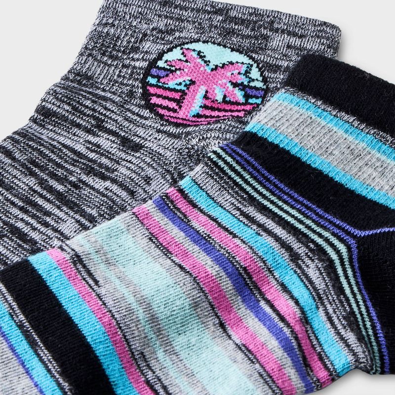 slide 2 of 3, Men's Striped Neon Palm Tree Print Ankle Socks 2pk - Original Use™ 6-12, 2 ct