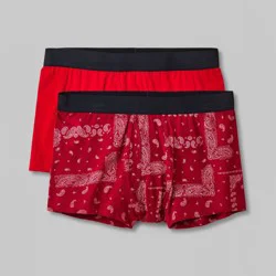 Men's Bandana/Solid Trunks 2pk - Original Use™ Maroon S