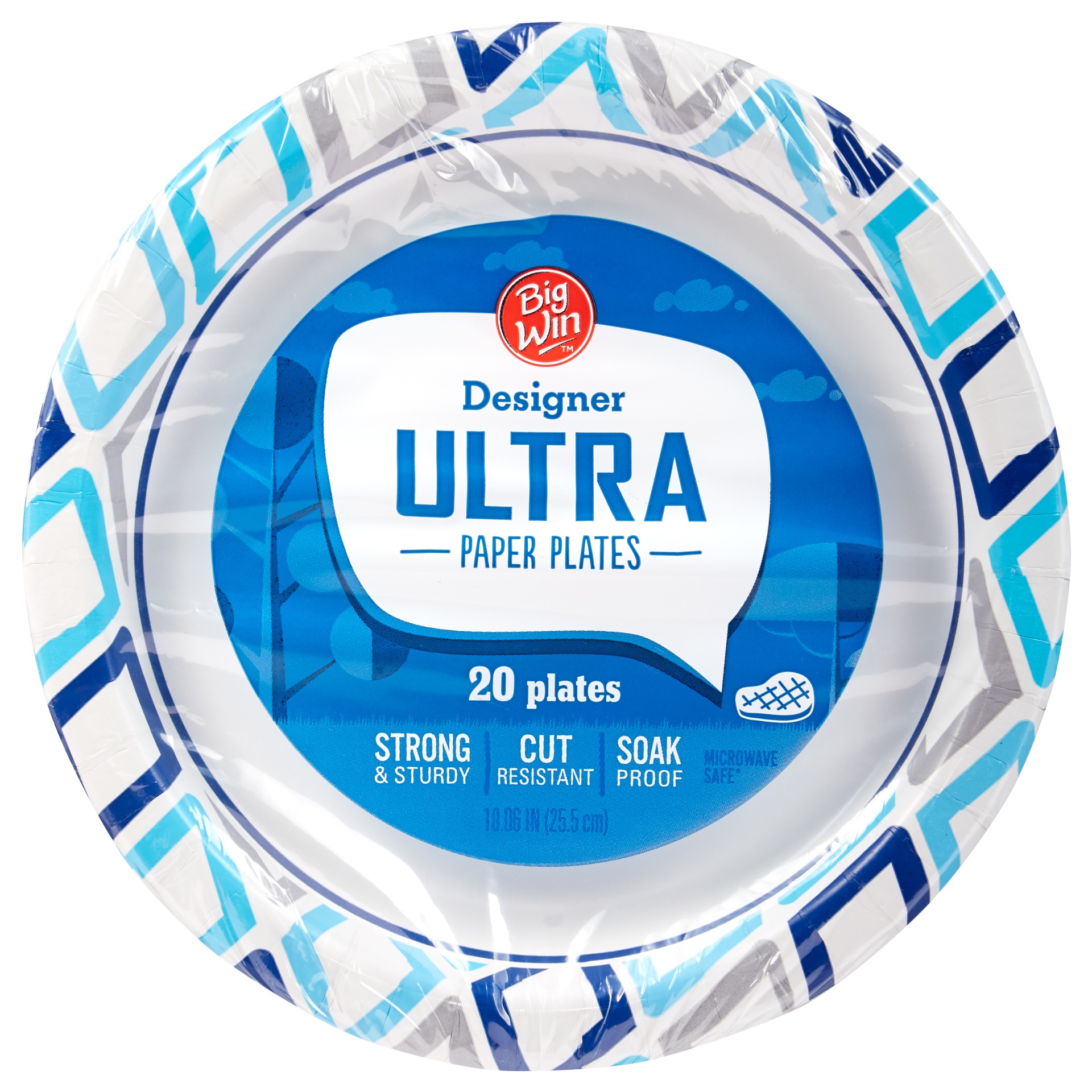 slide 1 of 2, Big Win Designer Ultra Paper Plates, 20 ct