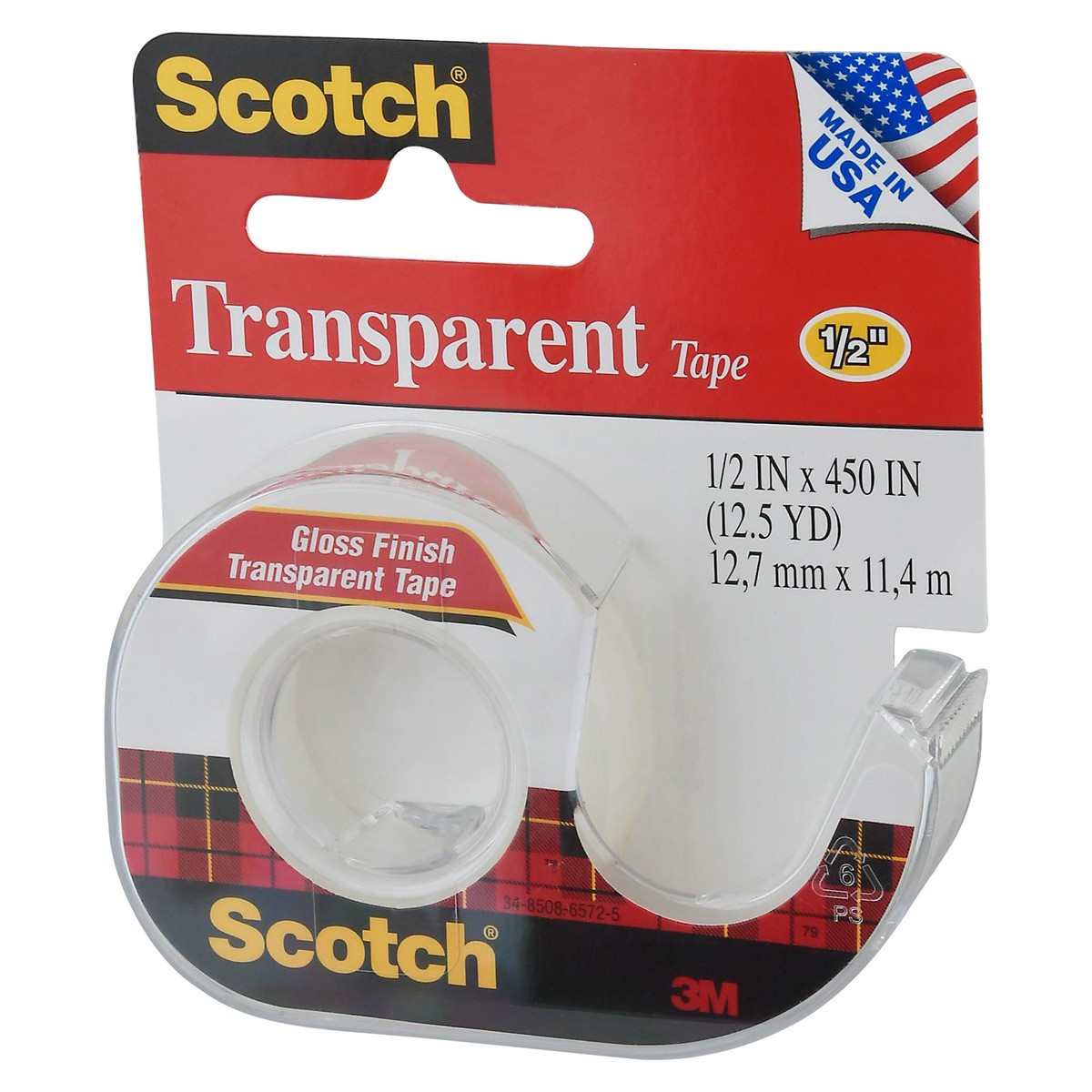 slide 5 of 9, SCOTCH HOME & OFFICE TAPE Transparent Tape W/Dispenser Gloss Finish 1/2"X450", 1 ct