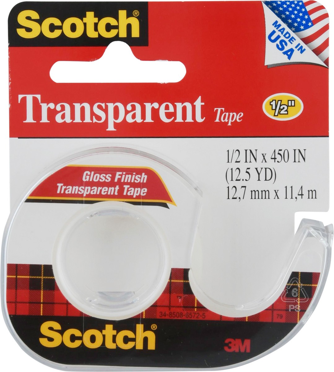 slide 4 of 9, SCOTCH HOME & OFFICE TAPE Transparent Tape W/Dispenser Gloss Finish 1/2"X450", 1 ct