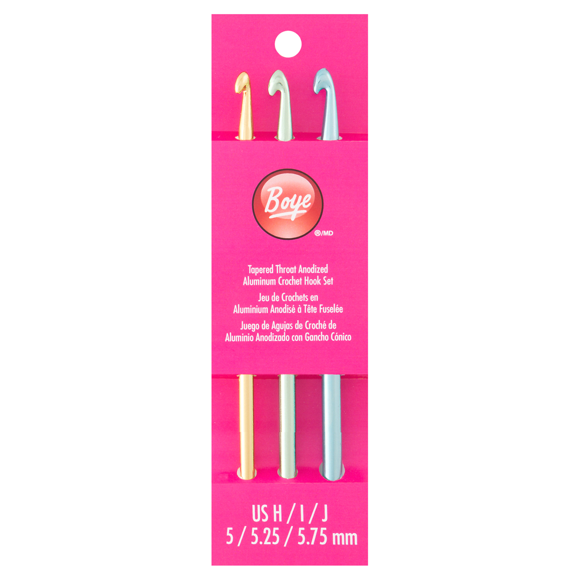 slide 1 of 1, Boye Aluminum Crochet Hook Set- Sizes H, I, J, 3 ct