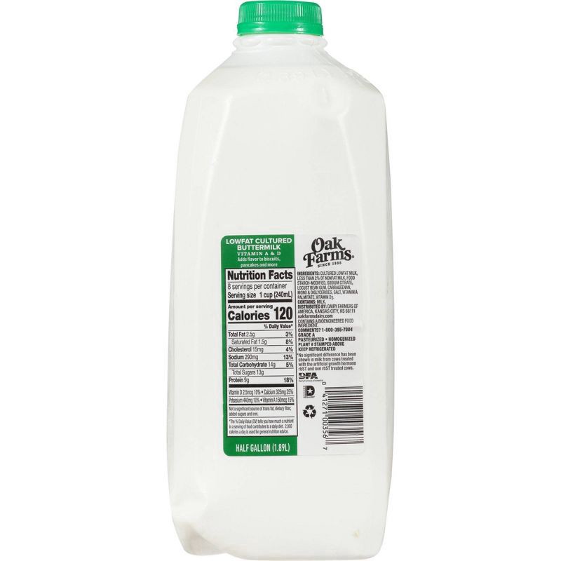 slide 6 of 8, Oak Farms Dairy Oak Farms Lowfat Cultured Buttermilk, 1/2 gal