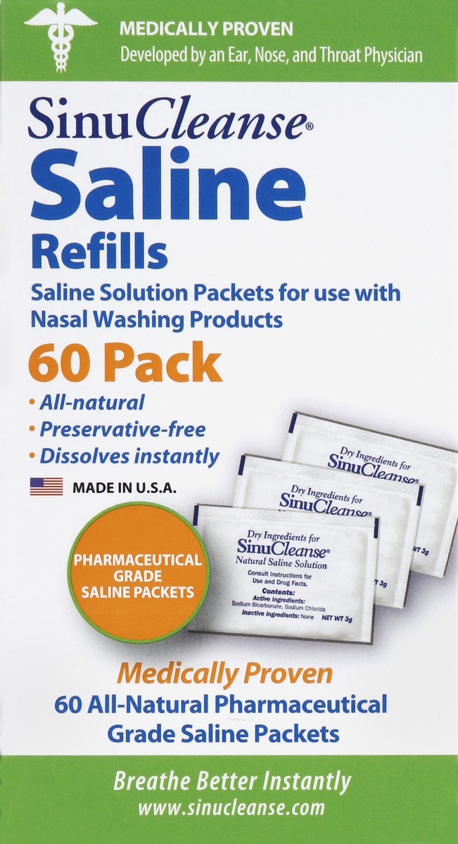 slide 3 of 7, SinuCleanse Saline Refills 60 ea, 60 ct